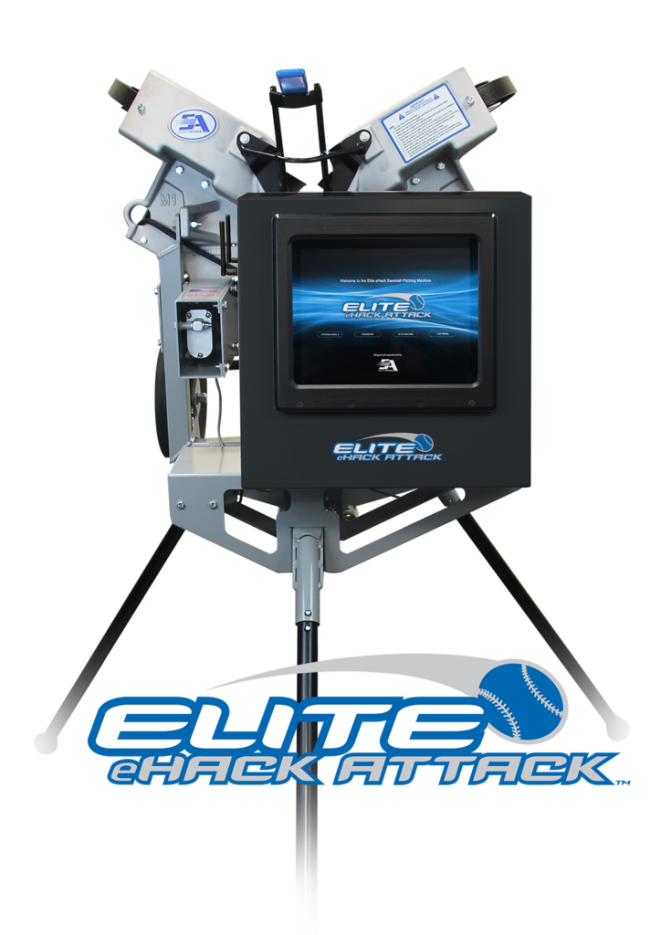 ELITE eHACK ATTACK Programmable 3-Wheel Baseball Pitching Machine