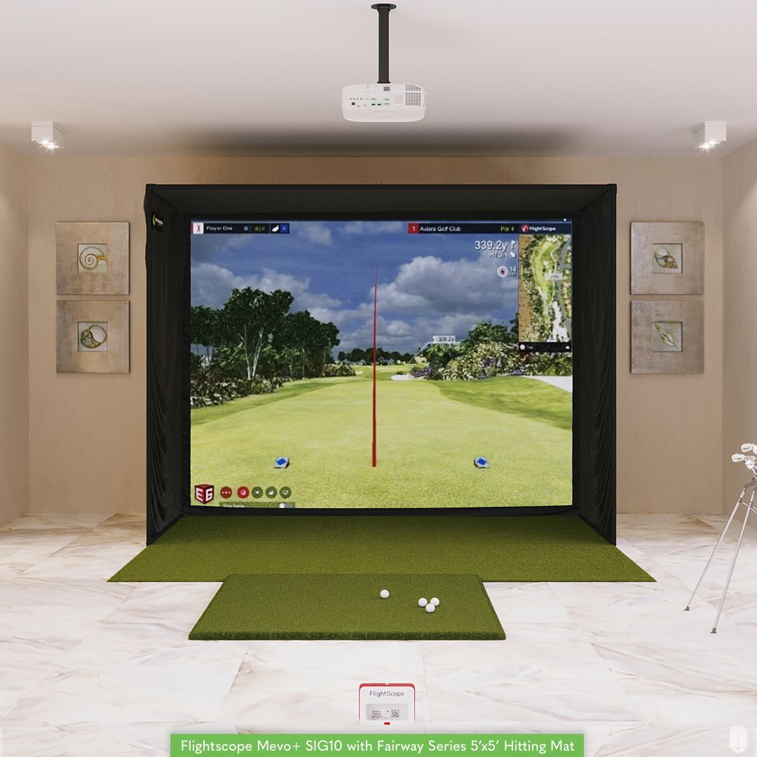 Shop Indoor Golf Flightscope Mevo+ SIG10 Golf Simulator Package