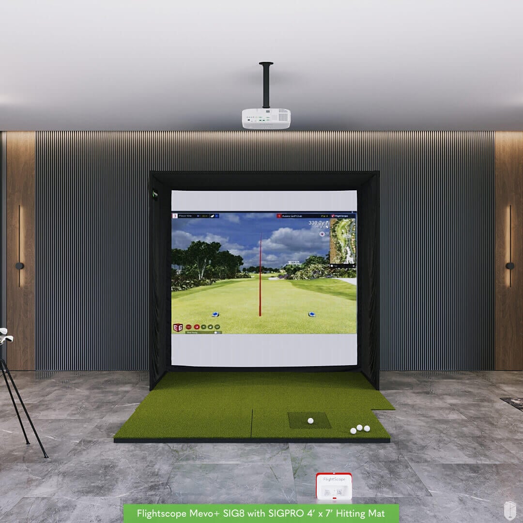 Shop Indoor Golf FlightScope Mevo+ SIG8 Golf Simulator Package