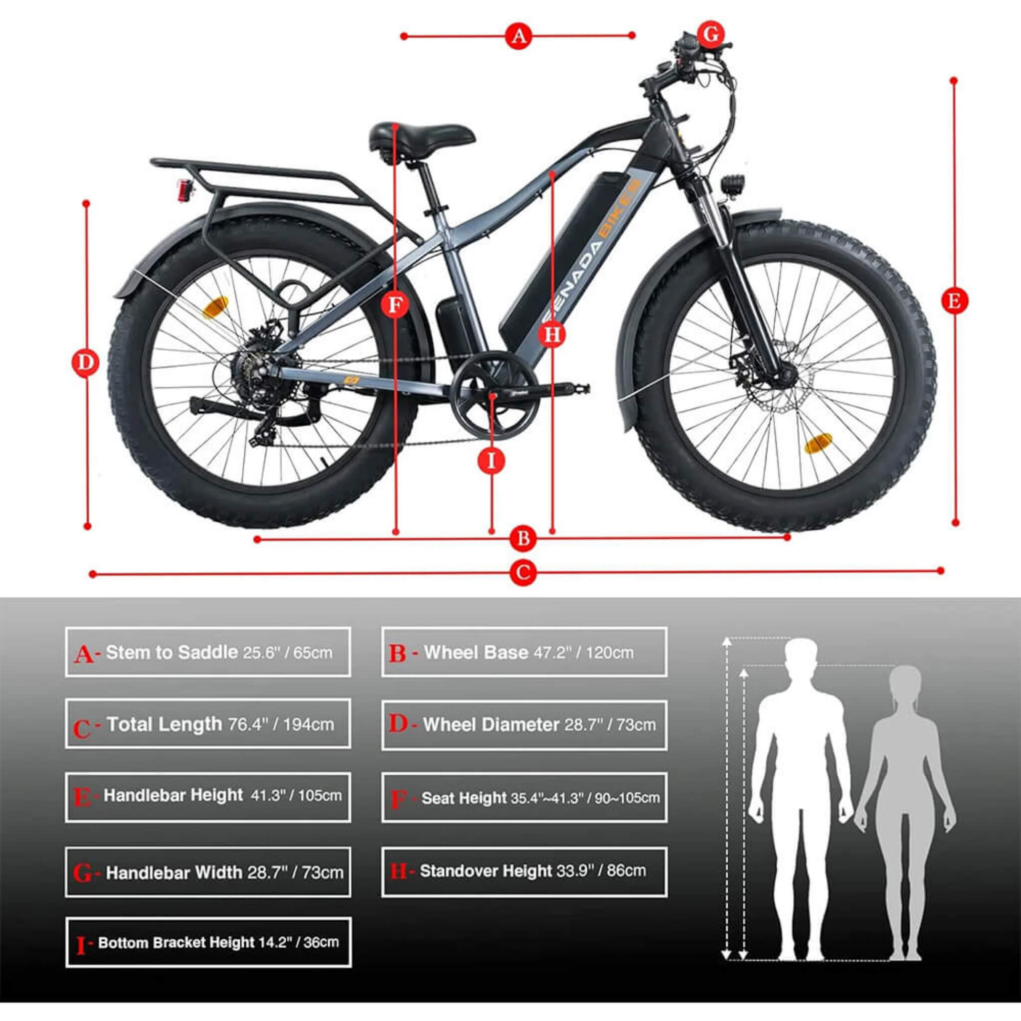 Senada Saber Plus 48V/21AH 1000W Electric All-Terrain Fat Tire Bike (SAK82547)
