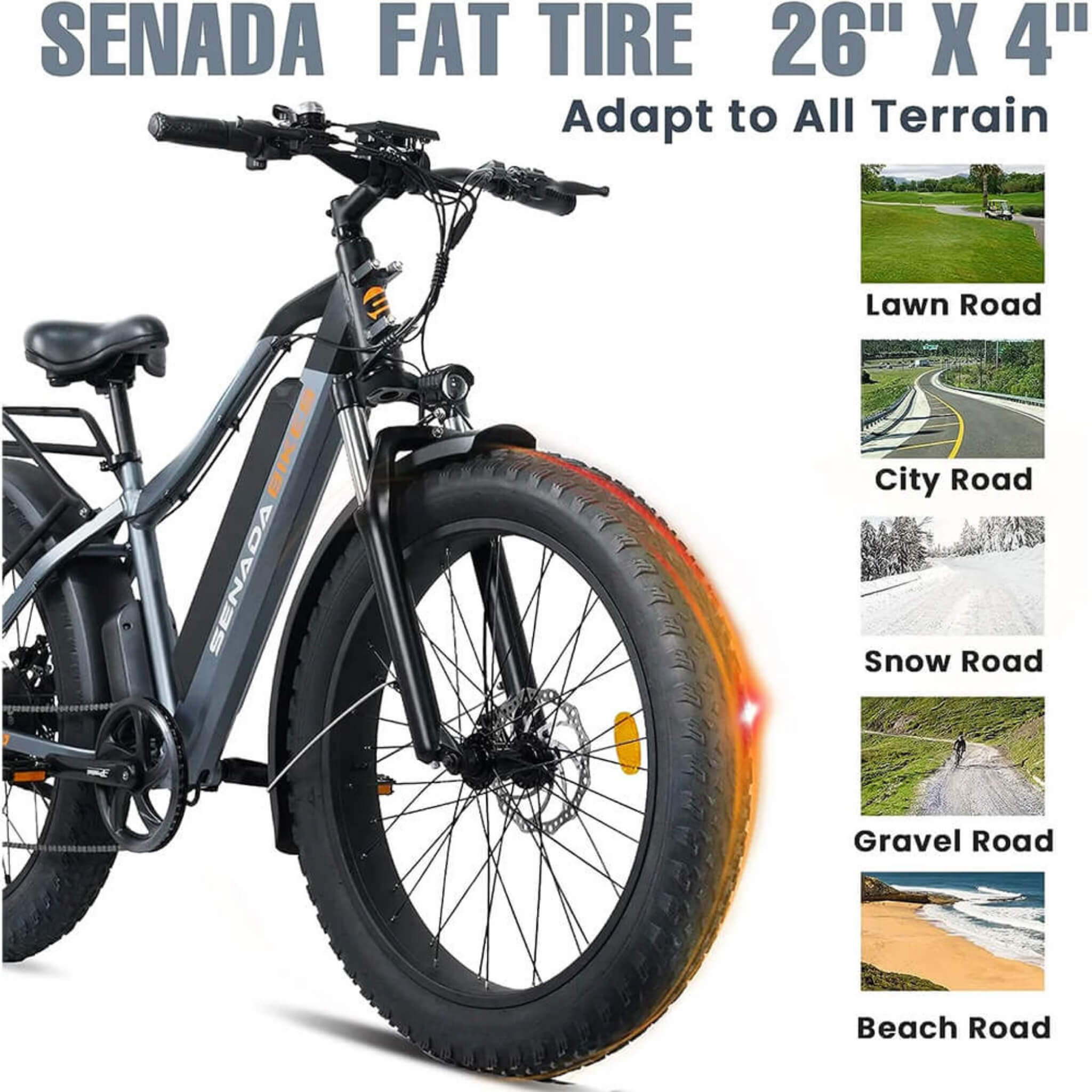 Senada Saber Plus 48V/21AH 1000W Electric All-Terrain Fat Tire Bike (SAK82547)