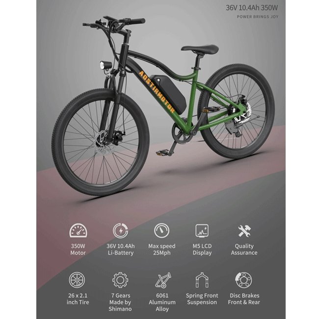 Aostirmotor A350 36V/10Ah 350W Urban Electric Commuter Bike, 26" (SAK44676)