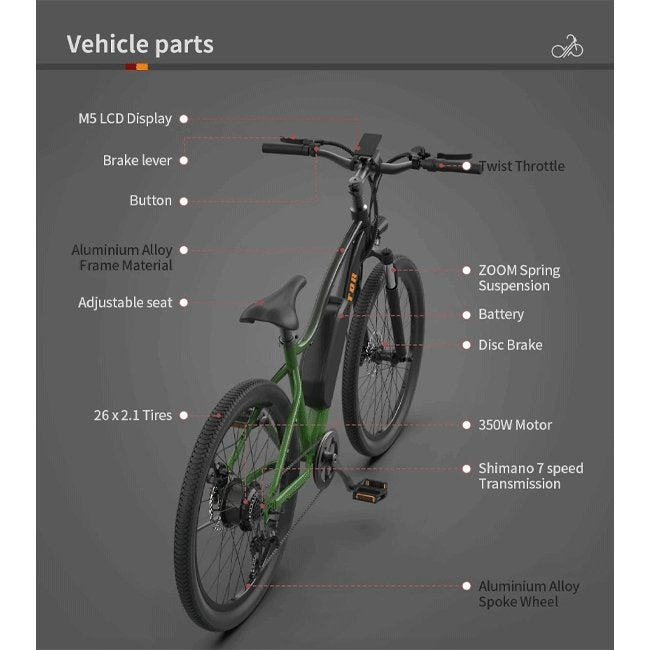 Aostirmotor A350 36V/10Ah 350W Urban Electric Commuter Bike, 26" (SAK44676)