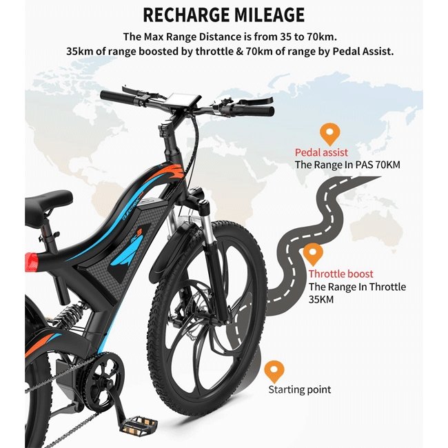 Aostirmotor S05-1 48V/11.6Ah 500W Electric Mountain Bike, 26" (SAK04041)