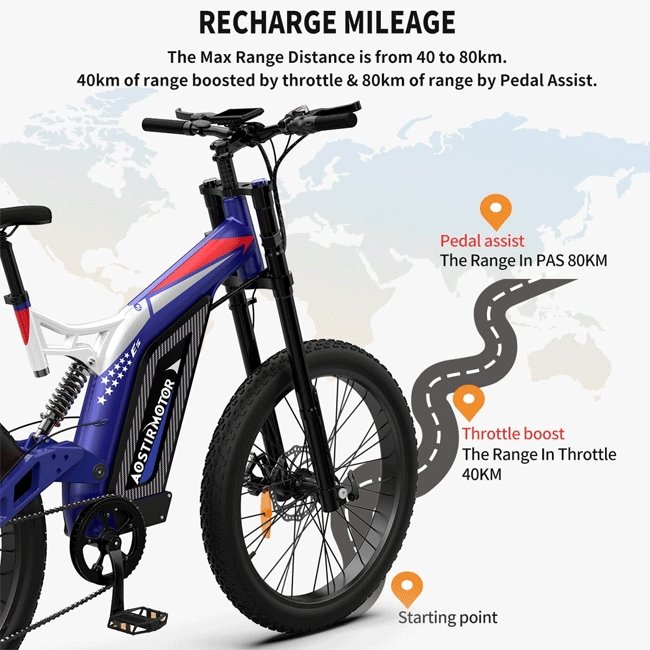 Aostirmotor S17-1500W 48V20Ah 1500W Electric Bike, 26" (SAK73969)