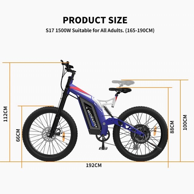 Aostirmotor S17-1500W 48V20Ah 1500W Electric Bike, 26" (SAK73969)