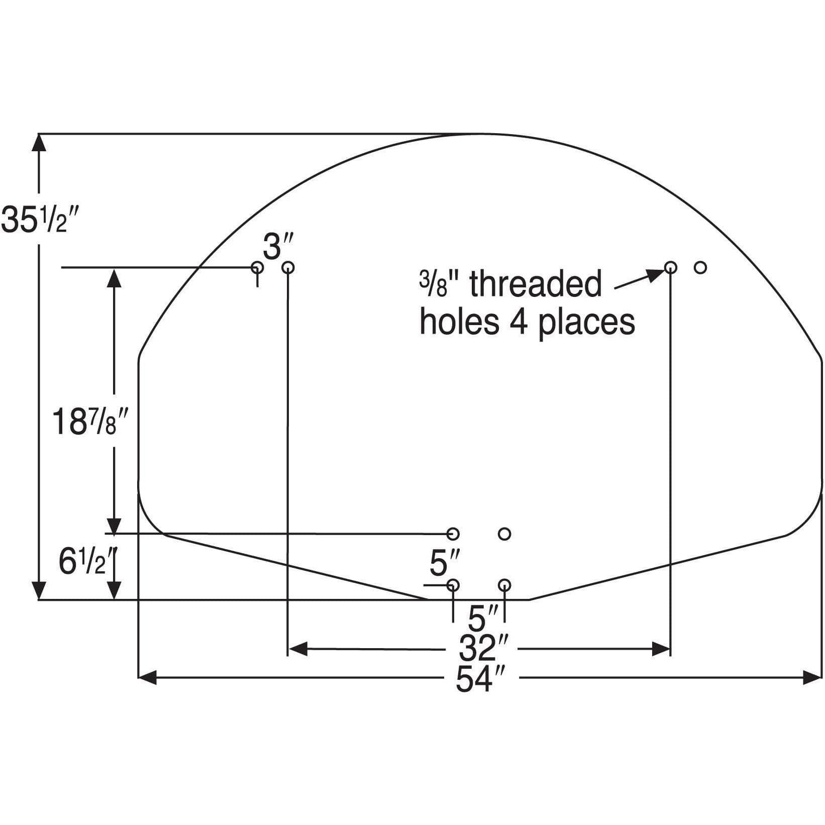 Bison 35-½ x 54" Aluminum Fan Shaped Backboard BA475SS