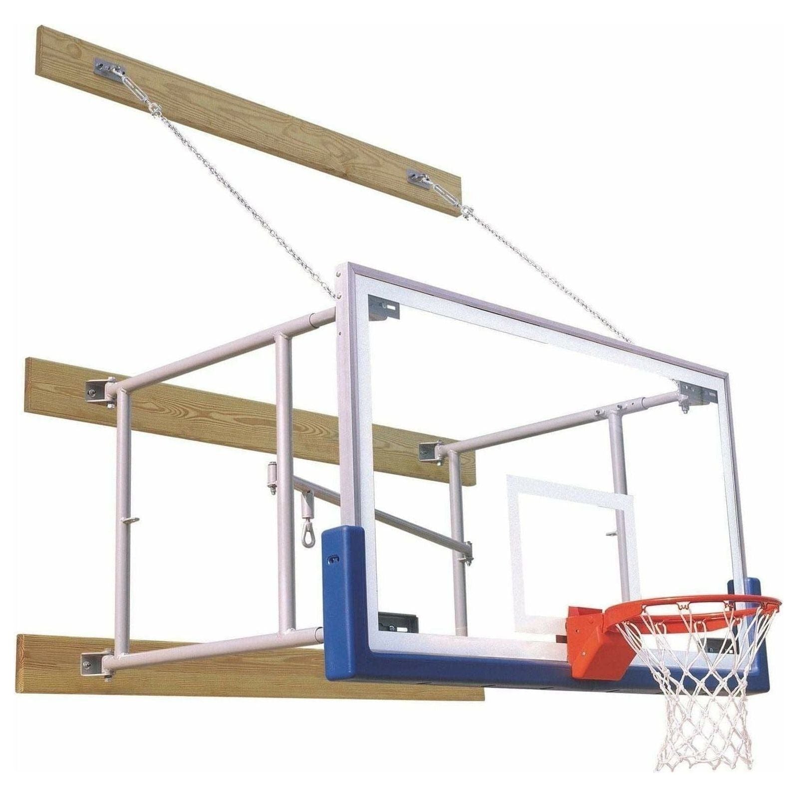 Bison 6"-8" Side Fold Competition Wall Mounted Basketball Hoop PKG68SFRG
