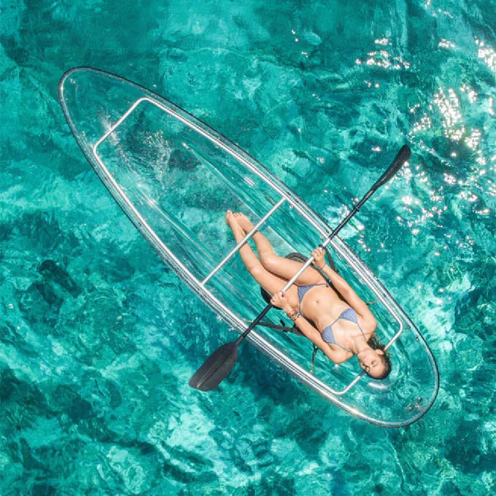 Crystal Kayak Premium 2-Person Outdoor Clear Bottom Explorer Kayak With Paddles, 11FT (SAK59460)