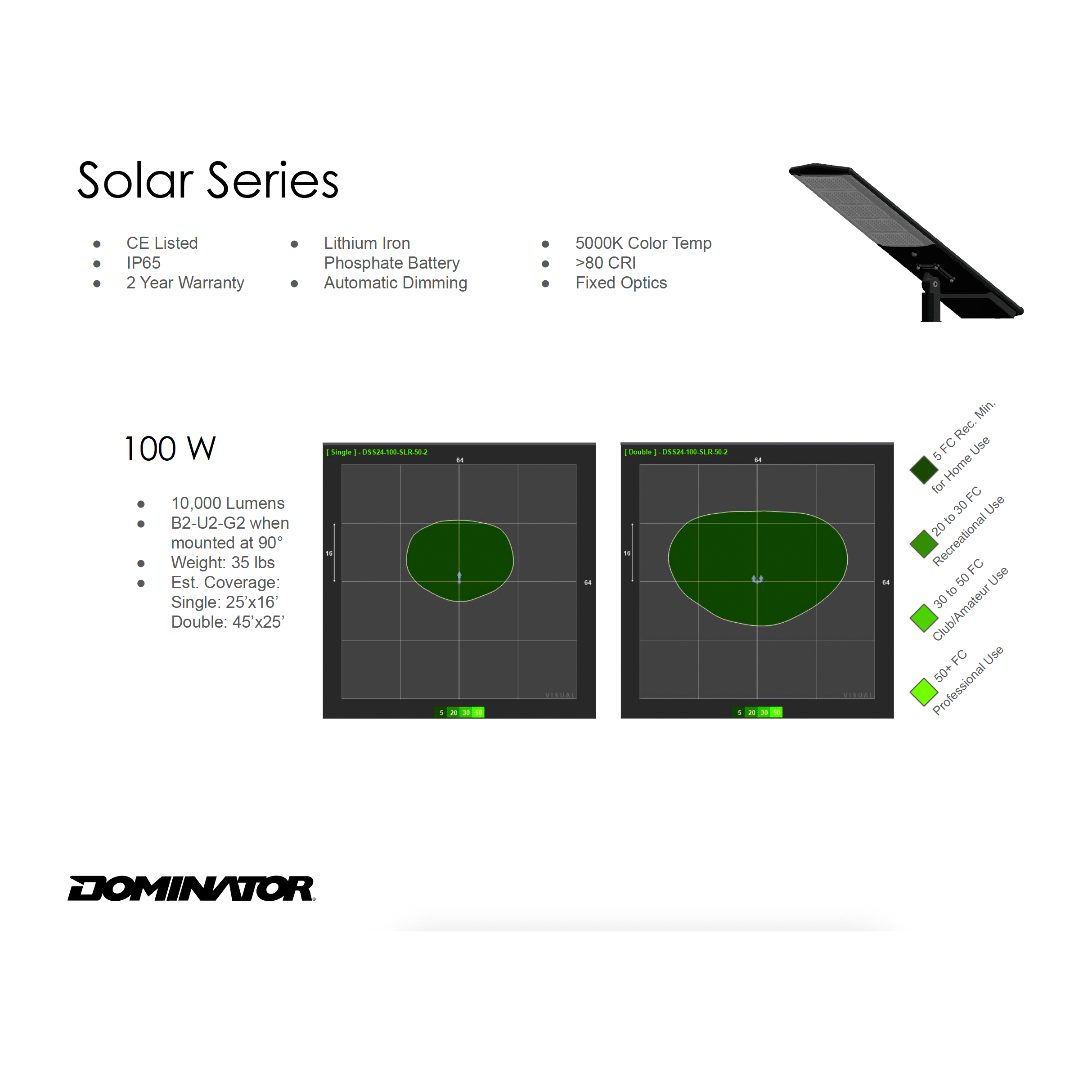 Dominator 16FT LED Solar Light Full Assembly