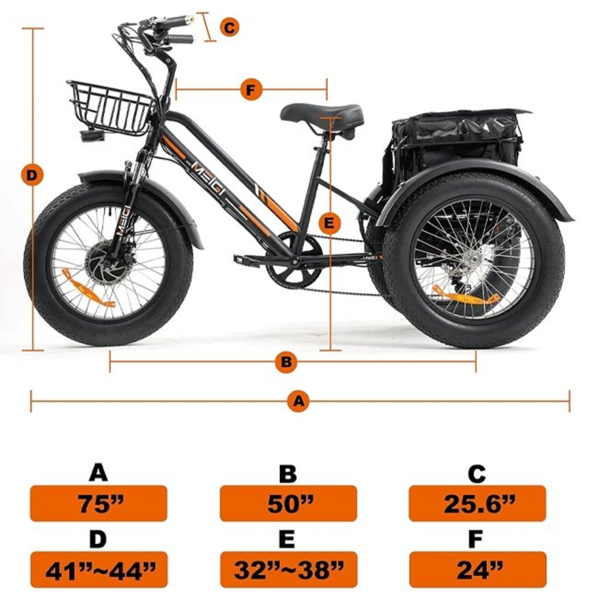 Dwmeigi MG1703 48V/18.2Ah 750W Fat Tire Electric Trike, 330LBS (SAK93144)