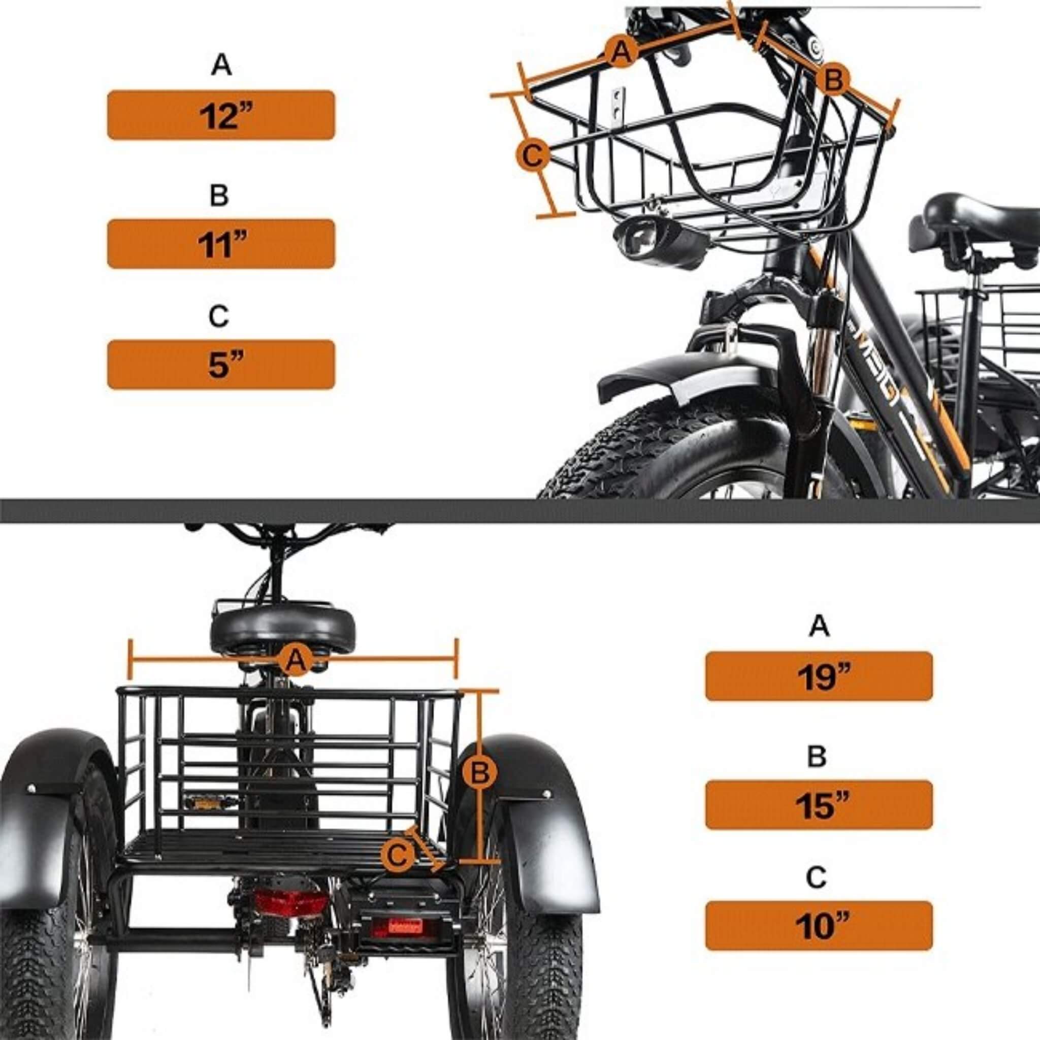 Dwmeigi MG1703 48V/18.2Ah 750W Fat Tire Electric Trike, 330LBS (SAK93144)