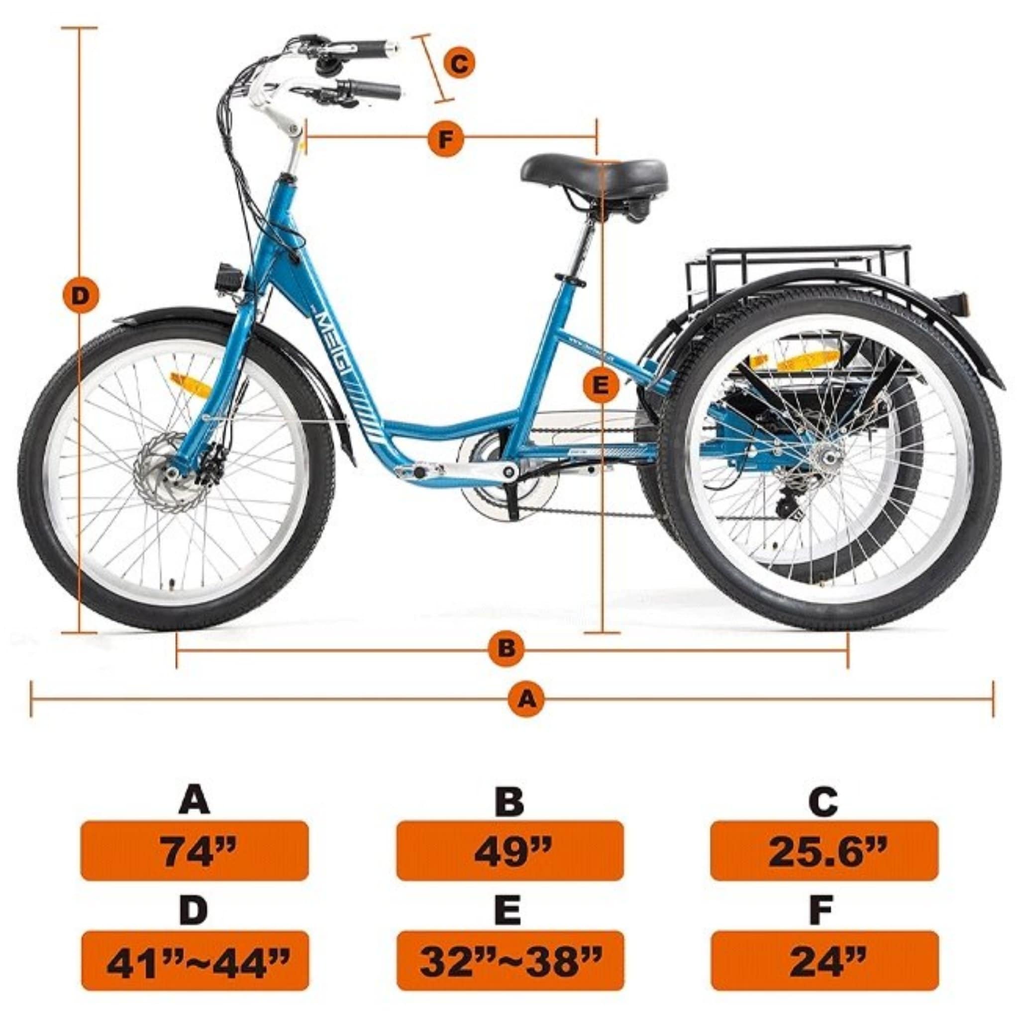 Dwmeigi MG708 24" 36V/13AH 350W Step-Through Adult Electric Trike, 330LBS (SAK60302)