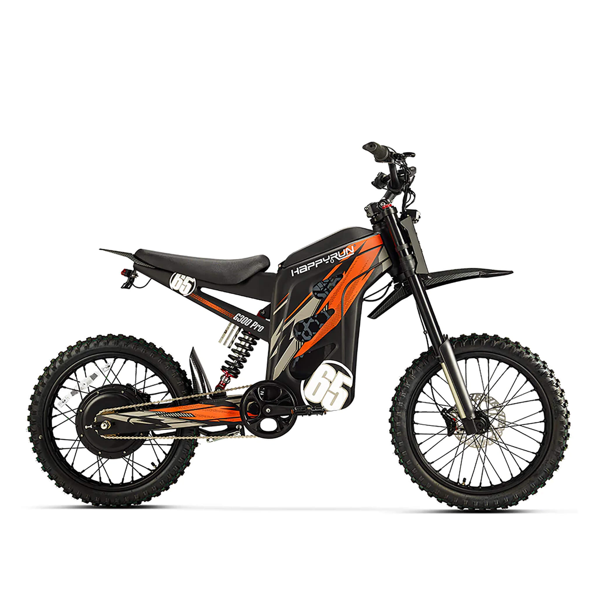 Happyrun G300 Pro Electric Dirt Bike (SAK27360) Saksby - Orange Right Side View on White Background 