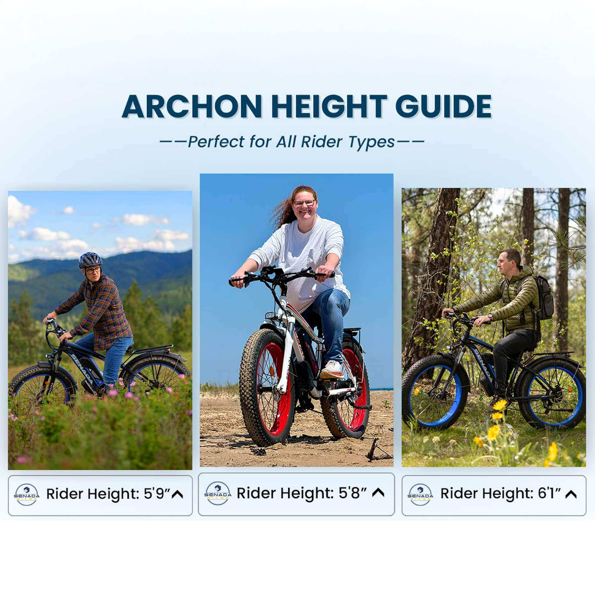 Senada Archon Plus 48V/20AH 1000W Electric All-Terrain Bike, 330LBS (SAK81953)