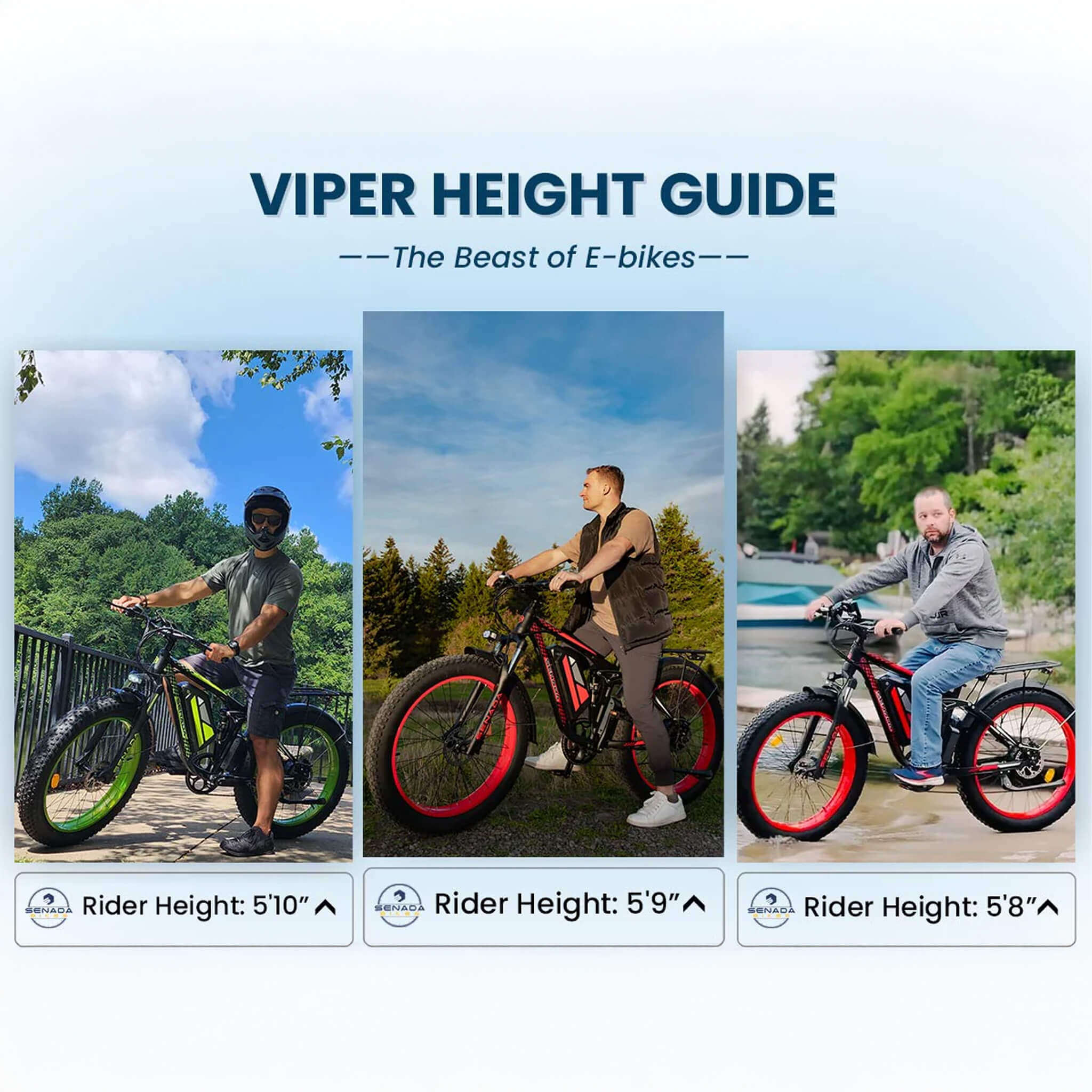 Senada Viper Plus 48V/20AH 1000W Electric All-Terrain Bike, 330LBS (SAK52186)
