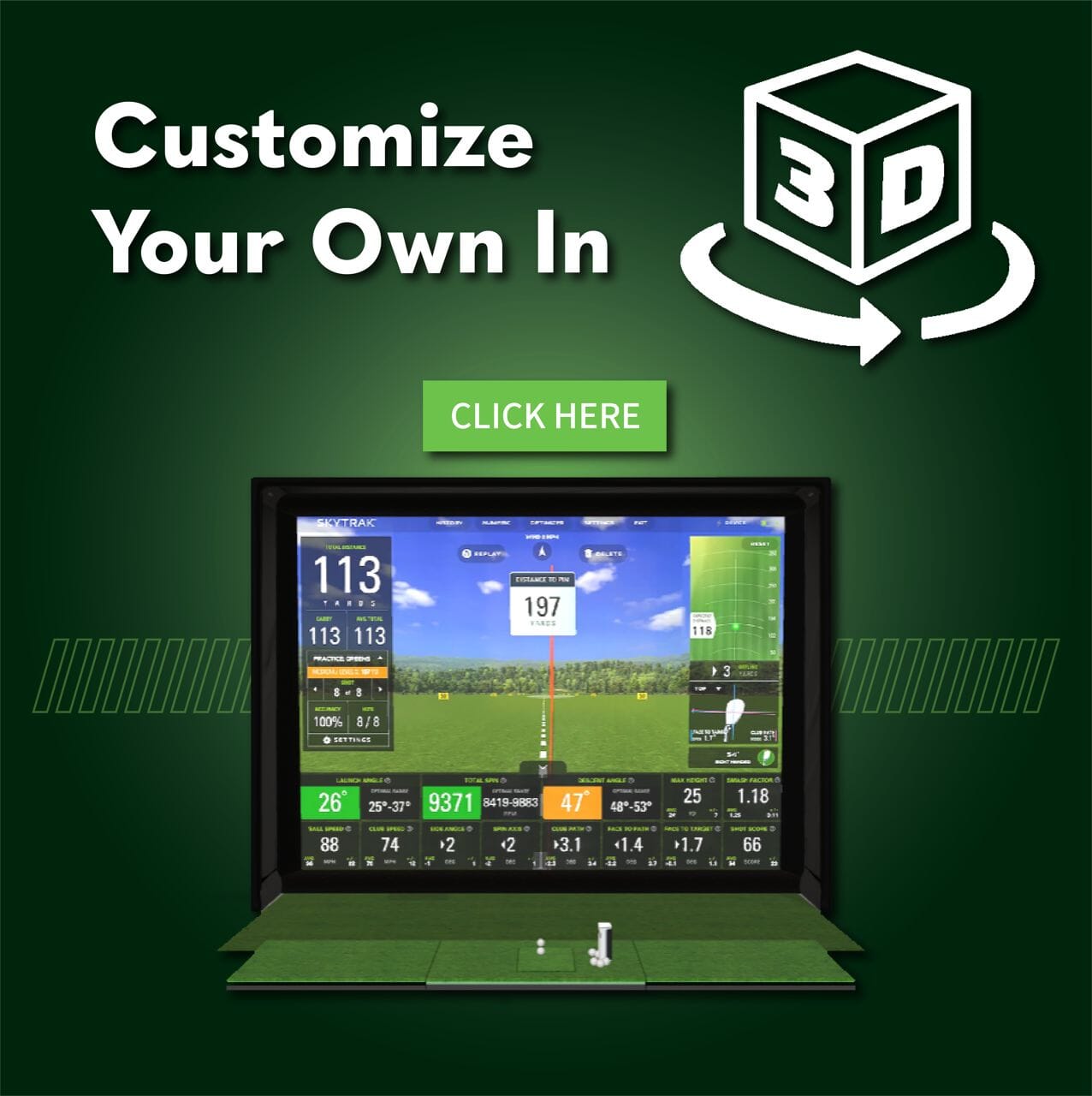 Shop Indoor Golf SkyTrak+ SIG10 Golf Simulator Package